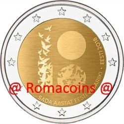 2 Euro Commemorativi Estonia 2018 Repubblica d'Estonia