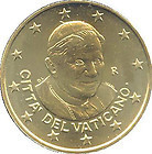 50 Cêntimos Vaticano 2010 Moeda Bento XVI