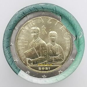 Münzrolle Italien 2 Euro 2021 "Grazie" Danke