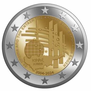 2 Euro Commemorativi Cipro 2024 20 Anni Adesione UE