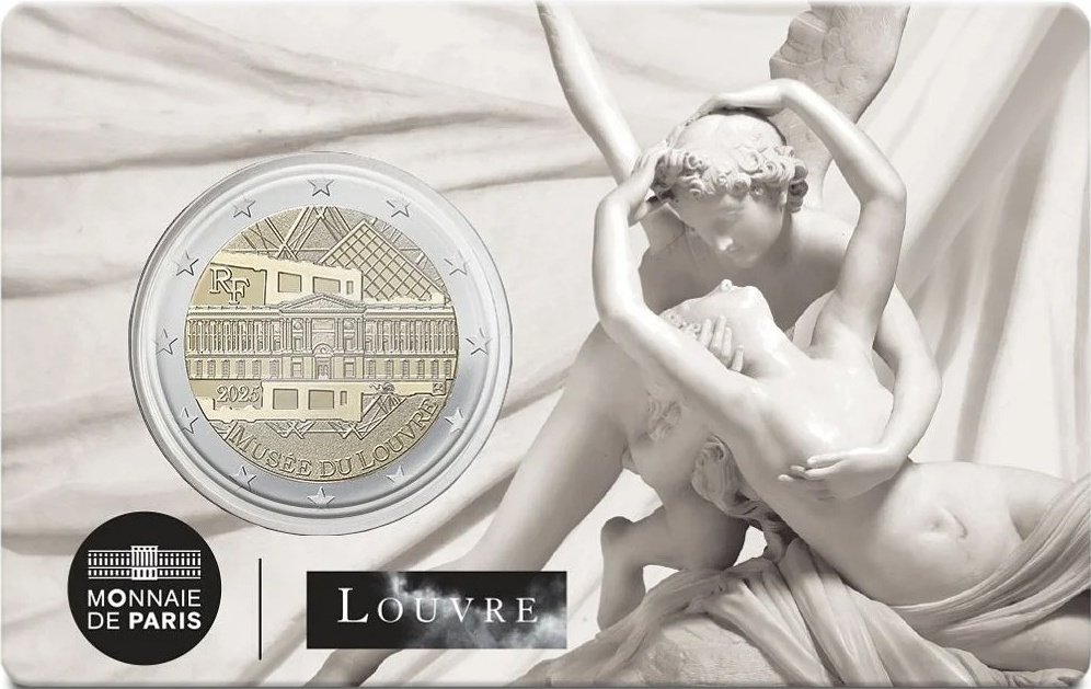 Coincard Francia 2025 2 Euro Museo del Louvre Fdc