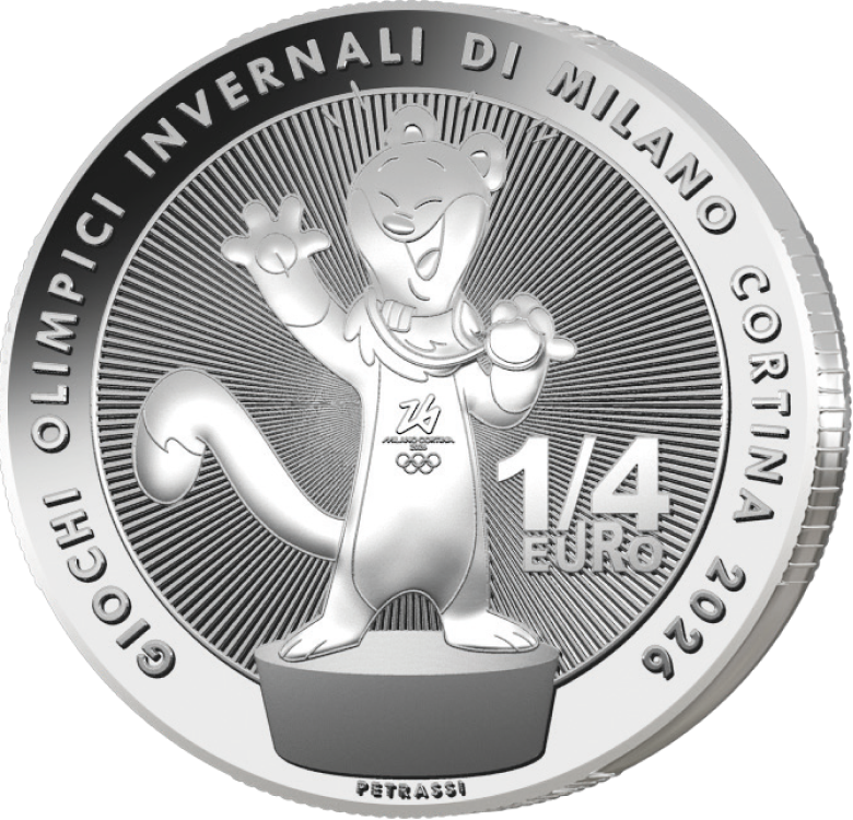 25 Centesimi Italia 2025 1/4 Euro Milano Cortina 2026 Mascotte
