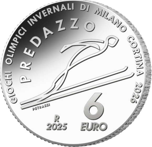 6 Euro Italia 2025 Salto con gli Sci Argento Proof 1 OZ