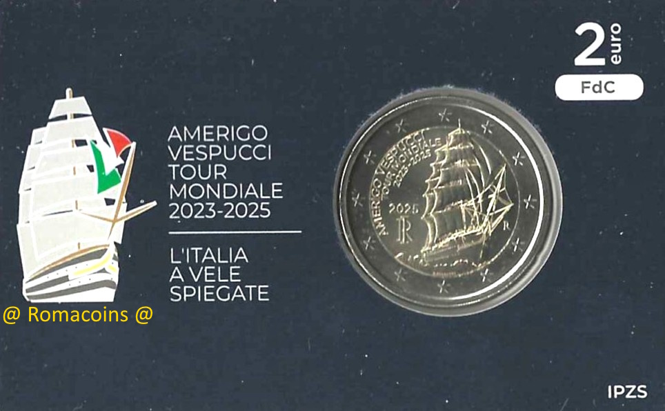 Coincard Italia 2025 2 Euro Commemorativi Vespucci