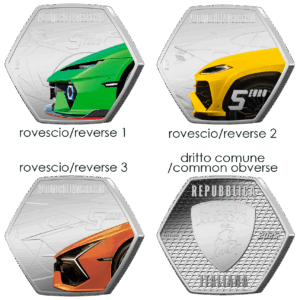 Trittico 5 Euro argento Lamborghini 2025