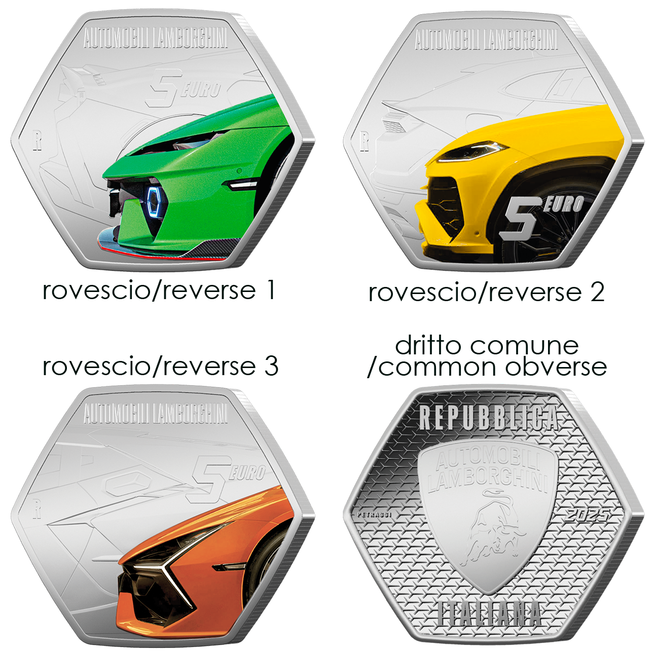 Trittico 5 Euro argento Lamborghini 2025