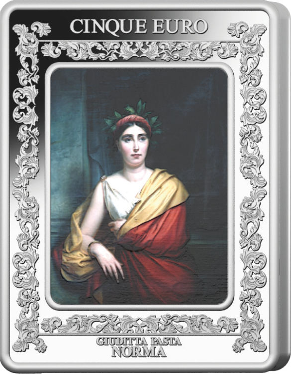 5 Euro Norma di Bellini Italia 2025 Argento Colorato Proof