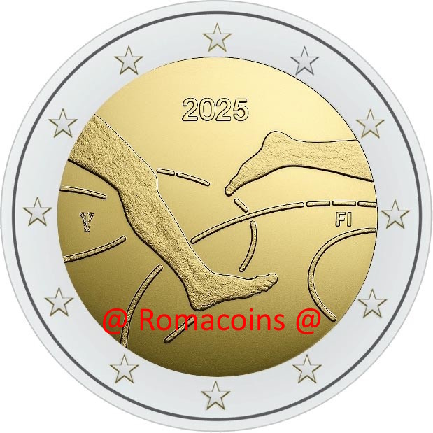 2 Euro Commemorativi Finlandia 2025 100 Anni Atletica
