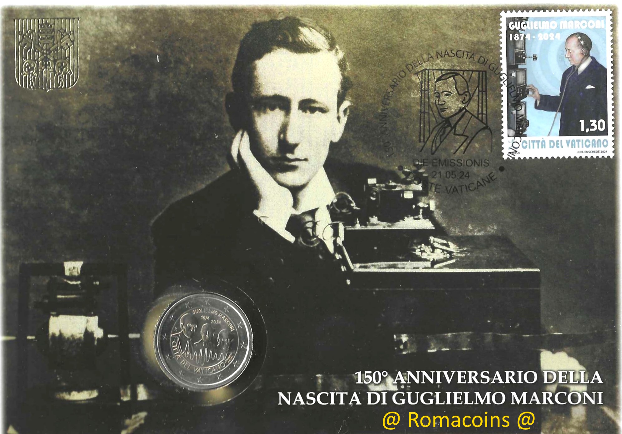 Busta Filatelica Numismatica Vaticano 2024 Marconi